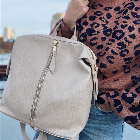 Kenzie Nude Vegan Leather Backpack - Picture 3 of 8